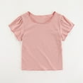 thumbnail image 1 of Delliss Toddler Girls Short Sleeve T-Shirts Summer Casual Cotton Solid Color Breathable Top Tee, 1 of 9