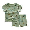 thumbnail image 1 of Delliss Toddler & Little Girls Short Sleeve Aircraft Printed Pajama Sets Summer Tee & Shorts Sleepwear Set, 1 of 2