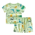 thumbnail image 1 of Delliss Toddler & Little Girls Short Sleeve Dinosaur Printed Pajama Sets Summer Tee & Shorts Sleepwear Set, 1 of 2