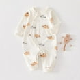 thumbnail image 1 of Delliss Unisex Cotton Puppy Print Rompers Round Neck Long Sleeve Infant Jumpsuit with Button Spring and Fall, 1 of 3