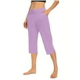 thumbnail image 1 of Delliss Women Capri Pants Yoga Side Slit Ruffle Sweatpants Capris with Pockets Loose Casual Pant, 1 of 8