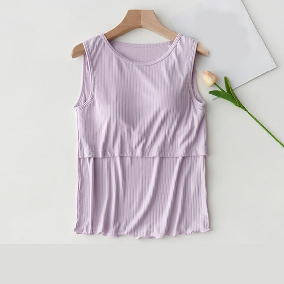 Delliss Women Maternity Nursing Tank Top for Breastfeeding Sleeveless Comfy Maternity Postpartum Clothes