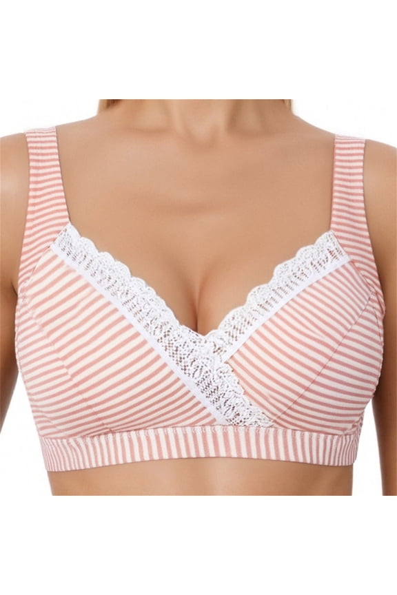 Women Maternity Sleep Breastfeeding Bra Seamless Cotton Bras Crossover Soft and Stretchy Pregnancy Nursing Bra