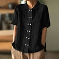 thumbnail image 1 of Delliss Women Short Sleeve Cotton Linen Shirts Button Down Up Shirt Blouse Summer Causal Blouses Tops, 1 of 9