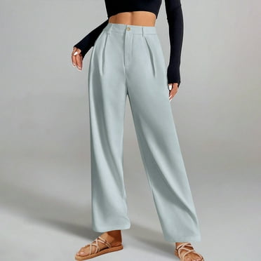 Delliss Women Suit Pants Wide Leg Pants High Waisted Business Work Trousers Long Straight