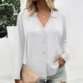 thumbnail image 1 of Delliss Women's Button Lapel Baggy Top Solid Color Long Sleeve Blouse S-3XL, 1 of 6