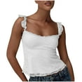 thumbnail image 1 of Delliss Women's Casual Solid Color Tight Fitting Pullover Lace Backless Camisole Top White S, 1 of 8