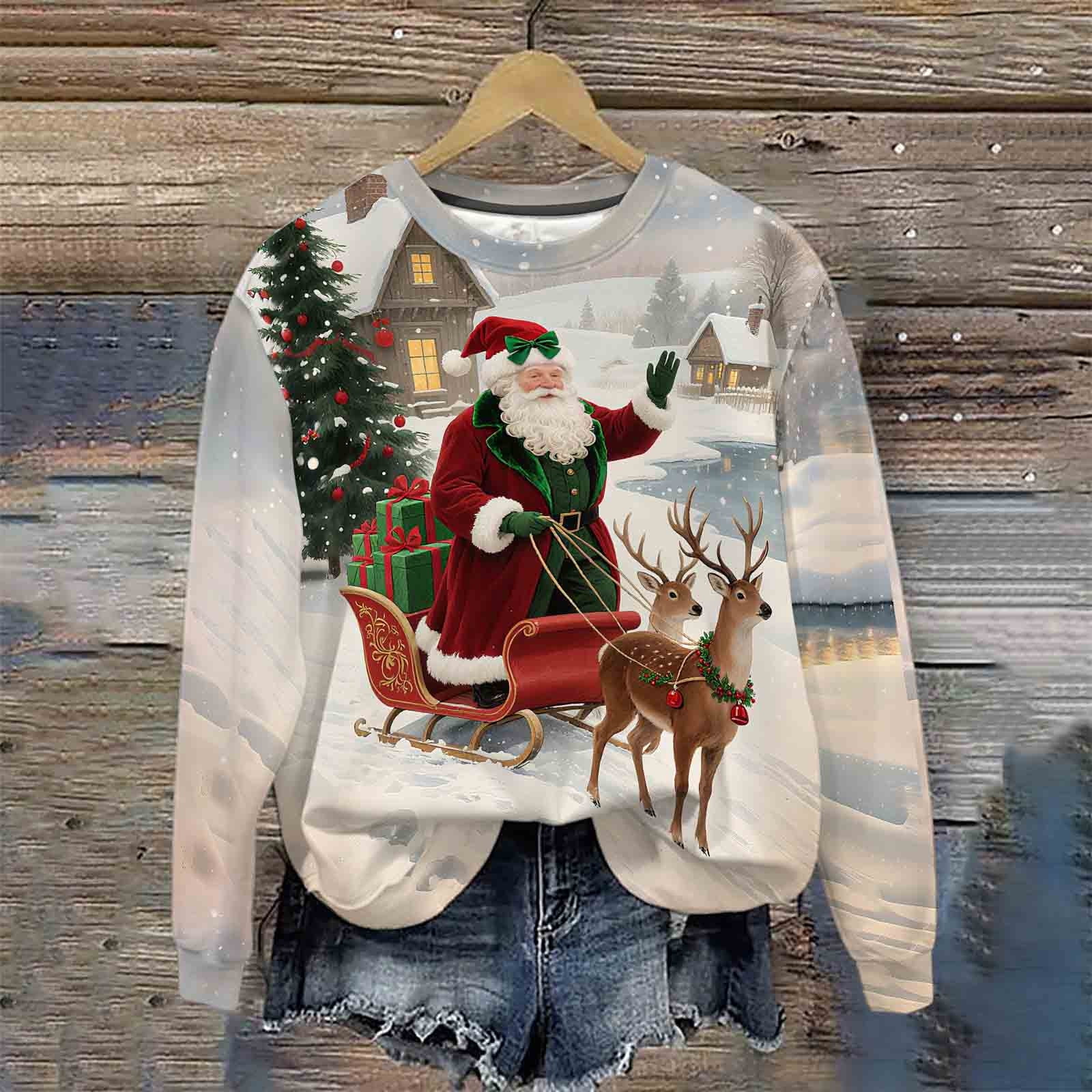 Women Blouse Clothing Dressed Shirts Christmas Printing Vetement s Dames Bloezen