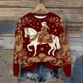 thumbnail image 1 of Delliss Women's Christmas Print Warm Shirt Fashion Baggy Top Winter Clothes Dark Red S, 1 of 9