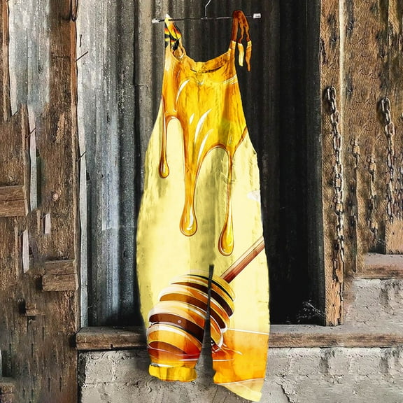 Delliss Women's Color Block Sleeveless Wide Leg Jumpsuit Comfy Pant Rompers Casual Loose Plus Size Jumpers Mint Yellow XXL