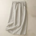 thumbnail image 1 of Delliss Women's Cotton Linen Drawstring Skirts Versatile Comfy Flowy Skirts With Pocket Beige M, 1 of 7