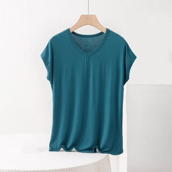 Delliss Women's Crew Neck Casual Cap Sleeve Top Base Fashion T-Shirt Dark Blue XL