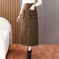 thumbnail image 1 of Delliss Women's Fall Winter High Waist Zip Front Thick Down Maxi Skirt Plus Size Long Skirt, 1 of 5