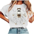 thumbnail image 1 of Delliss Women's Fashion Casual Halloween Print T-Shirt Round Neck Rolled Sleeve Top White XXL, 1 of 3