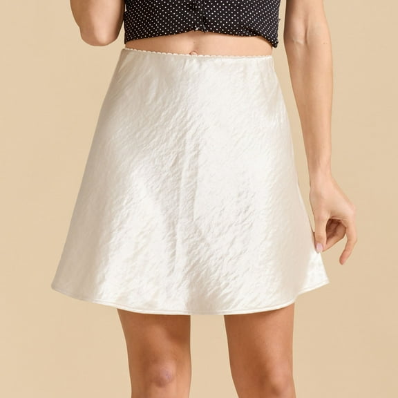 Delliss Women's Fashion Satin Silky Casual Mini Skirt New Style High Waist Loose Skirt