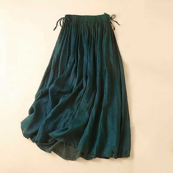Delliss Women's Flowy Layered Trendy Swing Baggy Skirts Green XXL