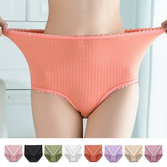 Delliss Women's High Waisted Full Coverage Underpant Postpartum Leakproof Trendy Soft Stretch Breathable Briefs 3 Pack