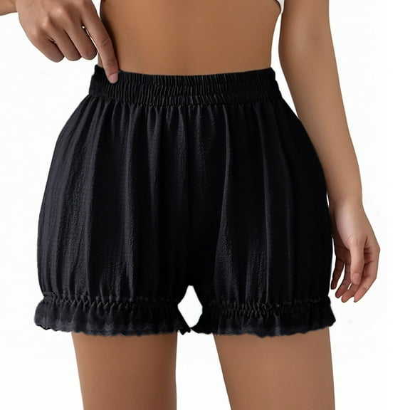 Delliss Women's Lace Pumpkin Shorts Solid Color Lantern Shorts