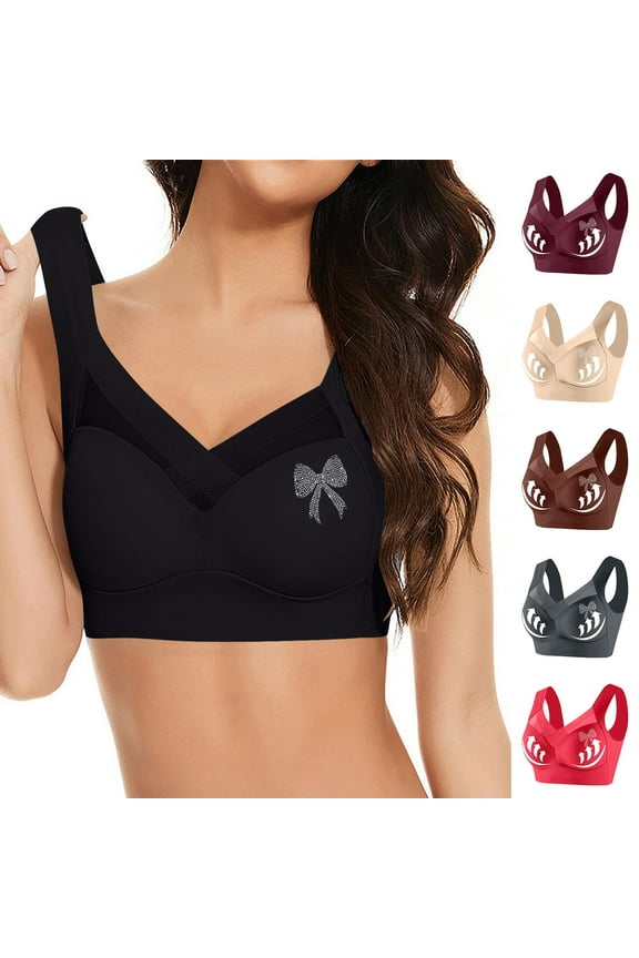 Women's Light Wireless T-Shirt Bra Comfort Fit Bra Wine XXXXL