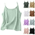 thumbnail image 1 of Delliss Women's Lightweight Crew Neck Fashion Camisole Cotton Linen Loose Plus Size Tank Tops Green XXXXL, 1 of 7