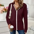 thumbnail image 1 of Delliss Women's Long Sleeve Pocket Top Hooded Casual Zipper Jacket, 1 of 6