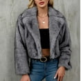 thumbnail image 1 of Delliss Women's Long Sleeve Trendy Winter Faux Fur Crop Jacket Gray L, 1 of 7