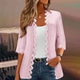 thumbnail image 1 of Delliss Women's Loose 3/4 Sleeve Solid Color Lace Top Comfy Trendy Cardigan, 1 of 6