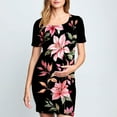thumbnail image 1 of Delliss Women's Maternity Dress - Printed Fitted Stretch short Sleeve W/Ruched S-XL, 1 of 6