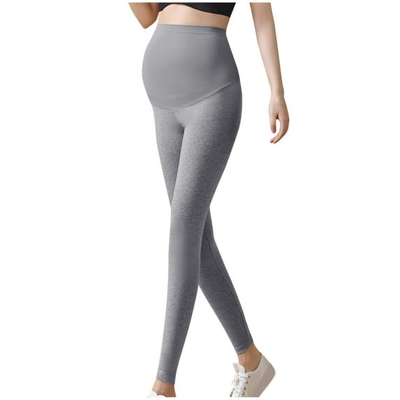 Delliss Women's Maternity Leggings over the Belly solid color Pregnancy Active Wear Workout thin Yoga Tights Pants