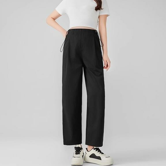 Delliss Women's Maternity Lounge Pants Straight Leg Pregnancy Dress Pants for Work Comfy Stretchy Pregnancy Trousers