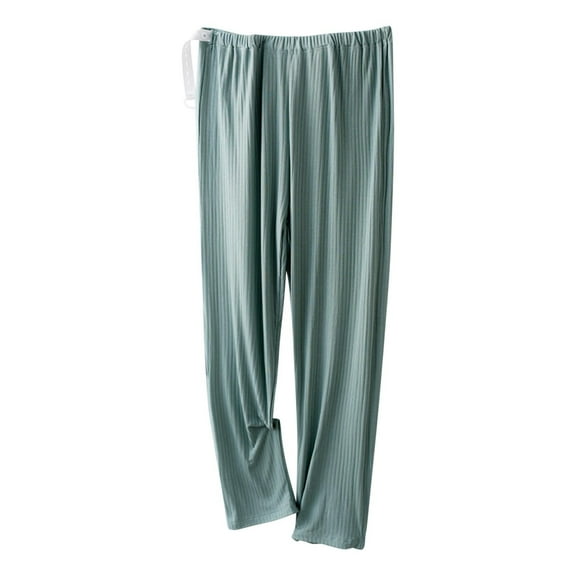 Delliss Women's Maternity Pants Elastic Waist Wide Leg Frill Trim Loose Ribbed Pregnancy Trousers