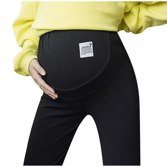 Delliss Women's Pregnant Maternity Leggings over the Belly Pregnancy Active Wear Workout Yoga Tights Pants U-shaped abdominal support pants