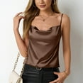 thumbnail image 1 of Delliss Women's Satin Solid Color Top Backless Square Neck Camisole Brown M, 1 of 8