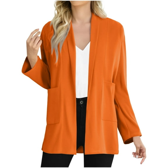 Delliss Women's Simple Style Solid Color Long Sleeve Casual Loose Cardigan With Pocket