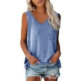 thumbnail image 1 of Delliss Women's Simple V Neck Sleeveless T-Shirt Loose Tunic Tank Blouse, 1 of 5