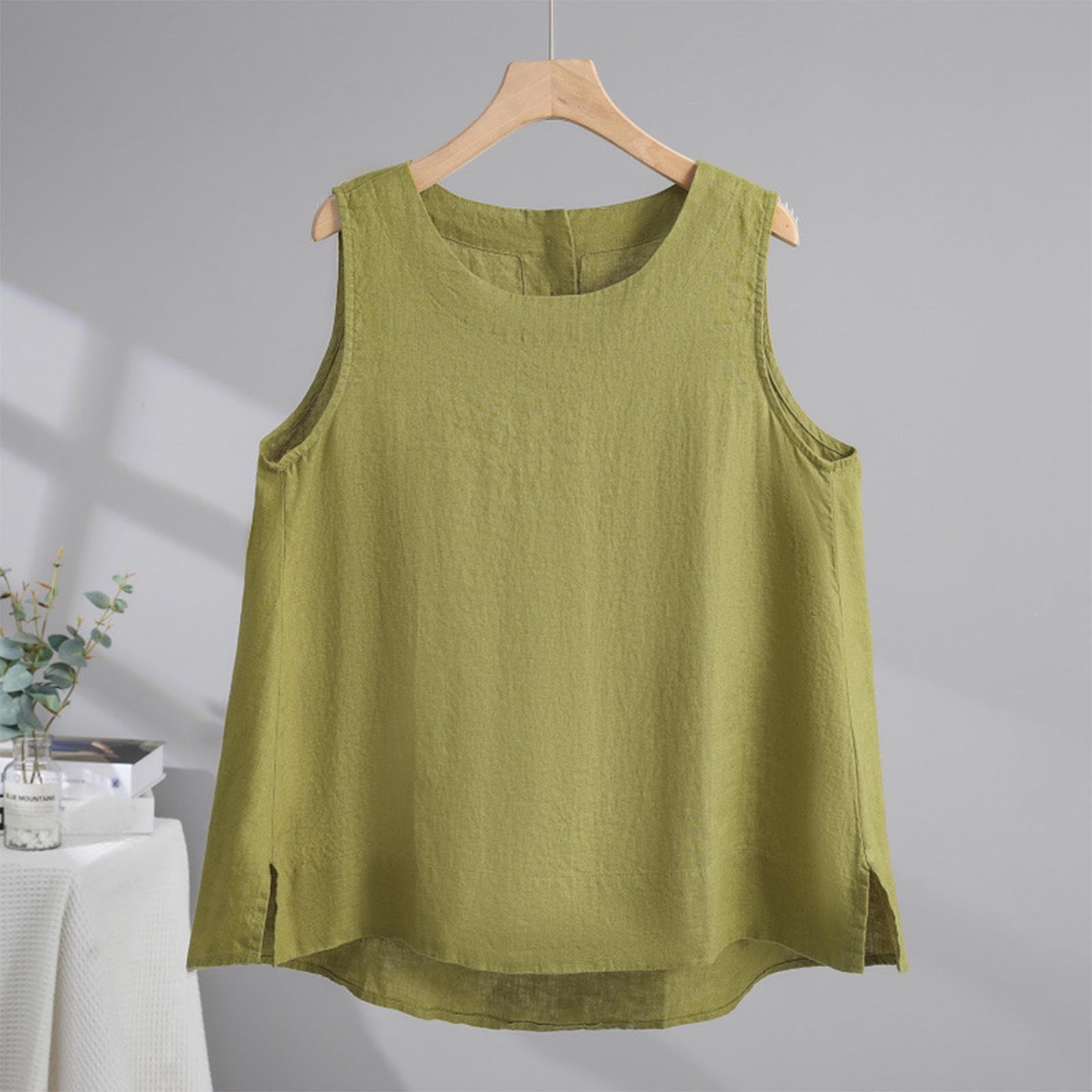 Delliss Women's Sleeveless T-Shirt Split Hem Trendy Crop Vest - Walmart.com