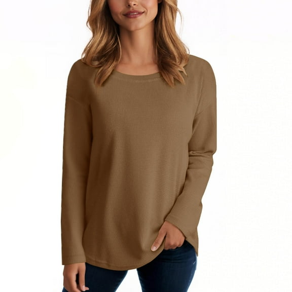 Delliss Women's Solid Color Classic Blouse Loose Long Sleeve Comfy Top