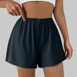 Delliss Women's Solid Color Ice Silk Loose Shorts Summer Thin Baggy ...