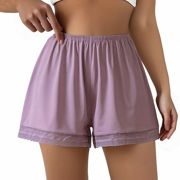 Delliss Women's Solid Color Ice Silk Loose Shorts Summer Thin Baggy Shorts