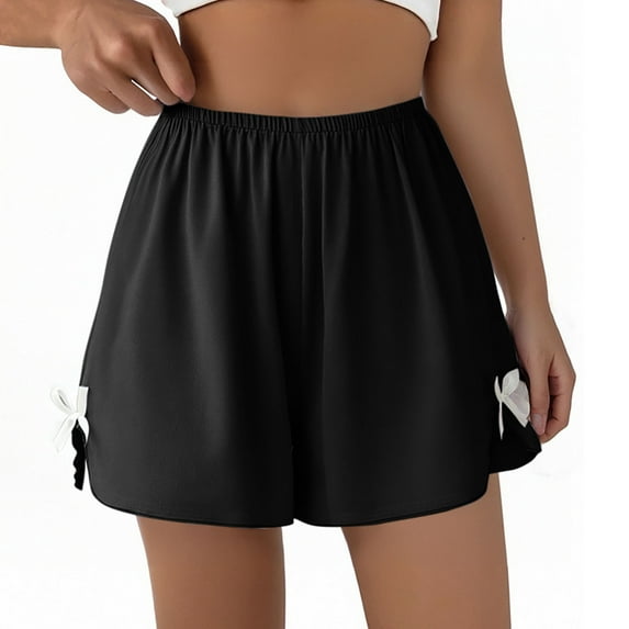 Delliss Women's Solid Color Ice Silk Loose Shorts Summer Thin Baggy Shorts