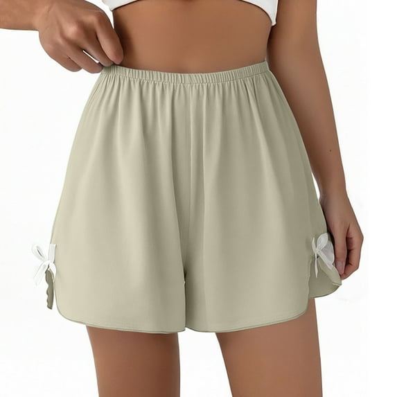 Delliss Women's Solid Color Ice Silk Loose Shorts Summer Thin Baggy Shorts