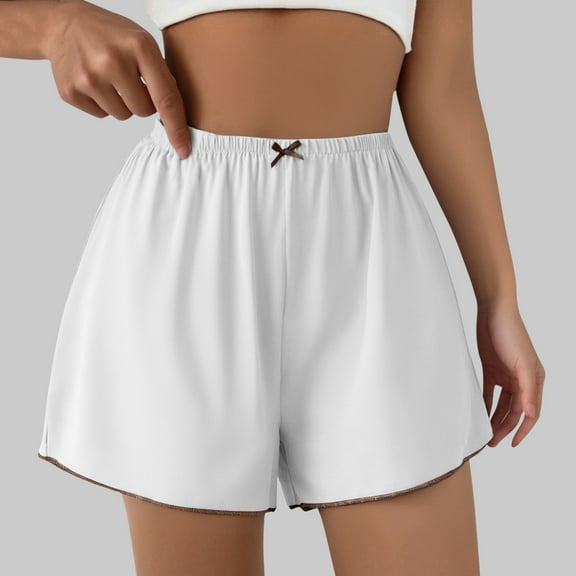 Delliss Women's Solid Color Ice Silk Loose Shorts Summer Thin Baggy Shorts