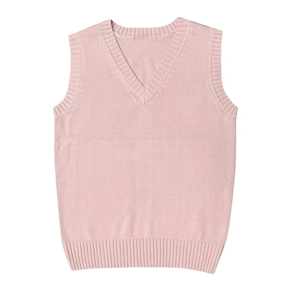 Delliss Women's Solid Color Sleeveless Knitted Sweater Vest V Neck Top