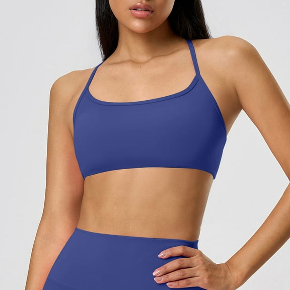 Delliss Women's Strappy Stretch Sports Bra Yoga Tank Top Fitness Bra Workout Camisole Crop Underwire for Women