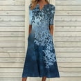 thumbnail image 1 of Delliss Women's Summer Flowy V Neck Floral Print Button Short Sleeve Dress Party Sundress With Pocket, 1 of 5