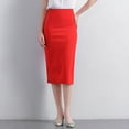 thumbnail image 1 of Delliss Women's Summer High Waist Solid Color Wrap Hip Elegant Skirt Red XXXL, 1 of 4