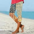 thumbnail image 1 of Delliss Women's Summer Independence Day Printed Yoga Capri Leggings Stretchy Comfy Soft Tights, 1 of 5