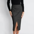 thumbnail image 1 of Delliss Women's Summer Pleated Split Skirt Solid Color Wrap Skirt Black L, 1 of 5