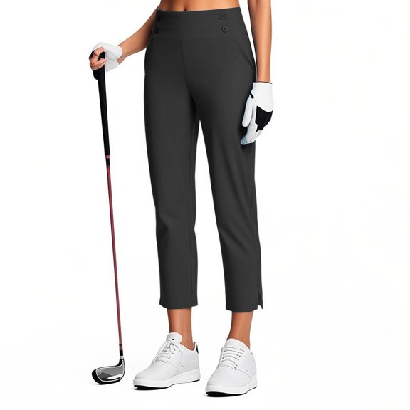 Delliss Women's Summer Stretch High Waist Pant Side Slit Yoga Straight Work Pant