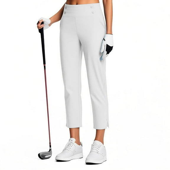 Delliss Women's Summer Stretch High Waist Pant Side Slit Yoga Straight Work Pant